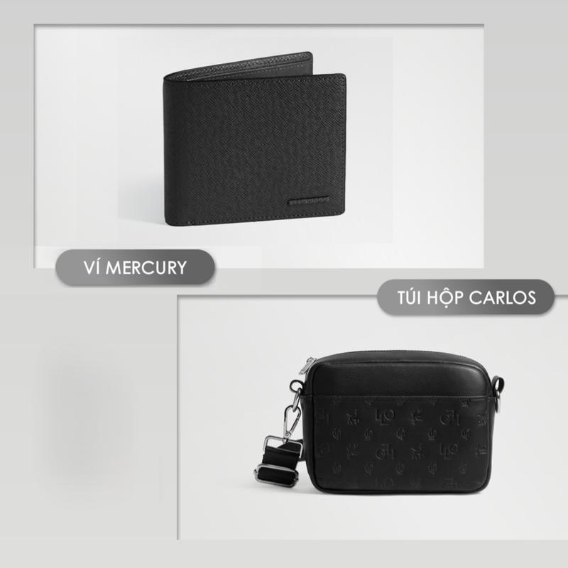  Combo Ví Mercury Da Taiga & Túi Đeo Chéo Leonardo - Lịch Lãm Chống Thấm Monogram 