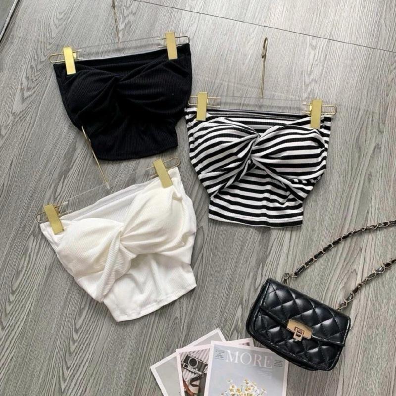 G68 Áo ống croptop xoắn nơ  phom croptop size dưới 53kg