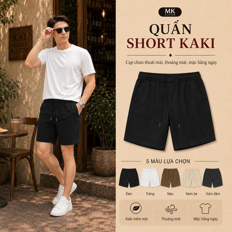 Quần Short Kaki Sort MK CLEVER, Chất Liệu Kaki Cotton Cao Cấp, Mặt Vải Đanh,…