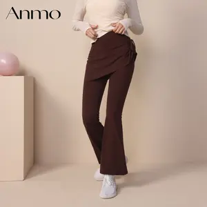 ANMO-Celana rok Yoga  2-in-1 celana running sports ,celana fitnes  Anti eksposure bahan stretch tinggi celana yoga dengan tali serut untuk latihan tidak tembus pandang