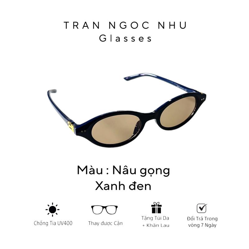 Kính Oval màu MỚI - NÂU GỌNG XANH ĐEN thời trang dành cho nữ