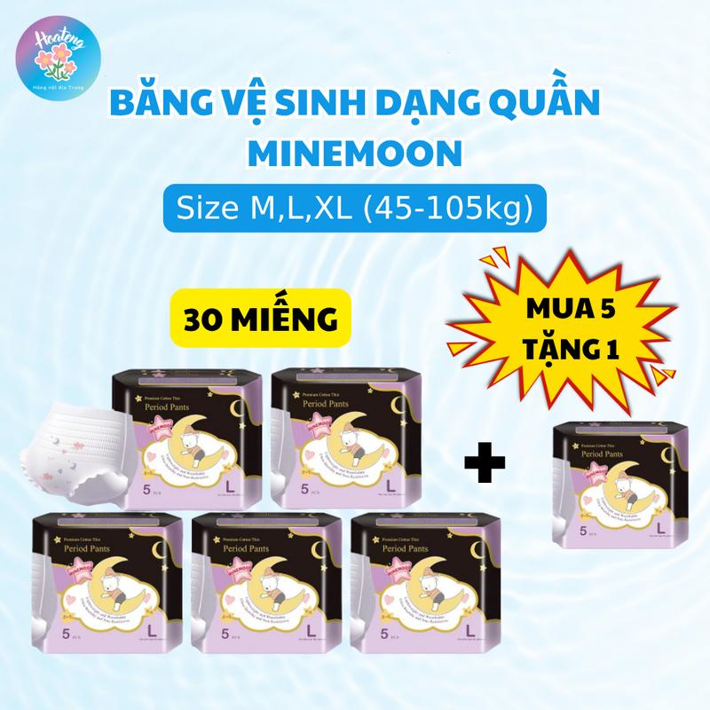 Mua 5 bvs tặng 1 30 miếng Băng vệ sinh dạng quần Minemoon chống tràn ban đêm dùng cho mẹ bầu sau sinh chị em phụ nữ tới kì size M L XL từ 35-105kg Che tên sản phẩm khi giao
