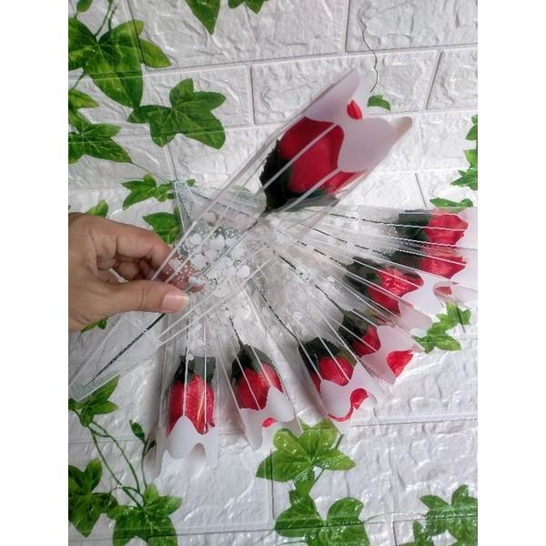 [3PCS] Bunga Mawar Plastik Artificial Bunga Valentine Tangkai Bunga Per 3 Pcs 0