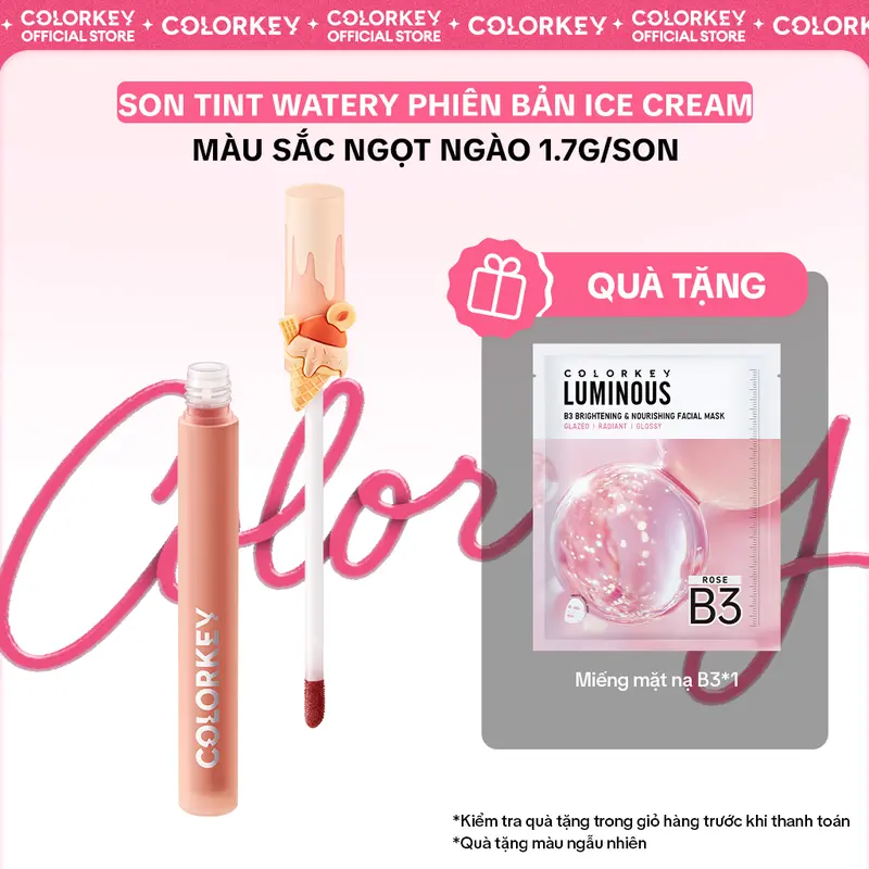 [DEAL HOT] Son Tint Watery COLORKEY Phiên Bản ICE CREAM Màu Sắc Ngọt Ngào, Lâu Trôi Cho Môi Xinh Tươi Tắn 1.7g - KCL2L6 0