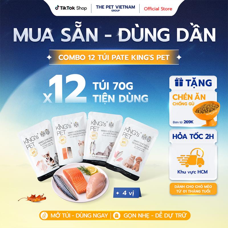 Hộp 12 Túi Pate King’s Pet 70gr Thức Ăn Cho Chó Mèo Tăng Cường Hệ Miễn Dịch Dễ Tiêu Hóa