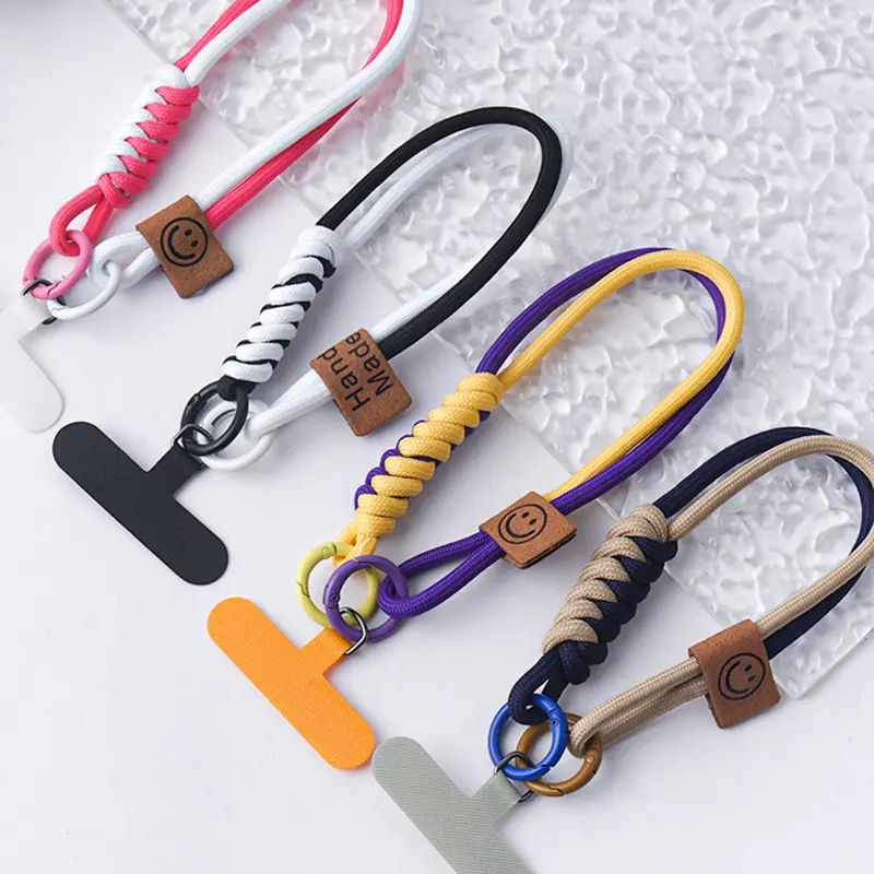 New Fashion Multi-color With Mobile Phone Lanyard Wrist Strap Multi-functional Convenient Wrist Rope Pure Hand-woven Lanyard handphone  charms