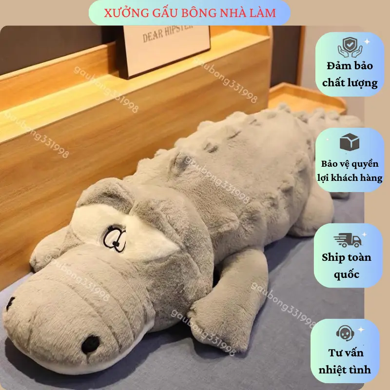 Gấu Bông Cá Sấu (Best-Seller) vải lông thỏ mềm mại dài 1m2/1m5/1m8 ôm ngủ cực đã Thú Nhồi Bông