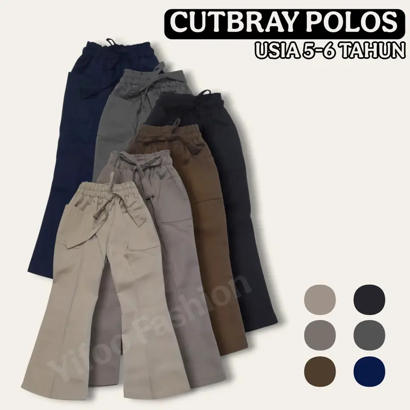 Celana Cutbray Anak Perempuan Usia 5-14 tahun Model Kantong Bordir Rabbit - YIFOO FASHION 7