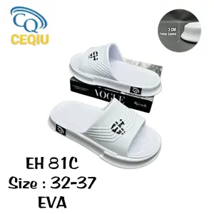 Sandal slip on putih anak laki-laki dan perempuan terbaru EH81C (32-37) Fashion kekinian