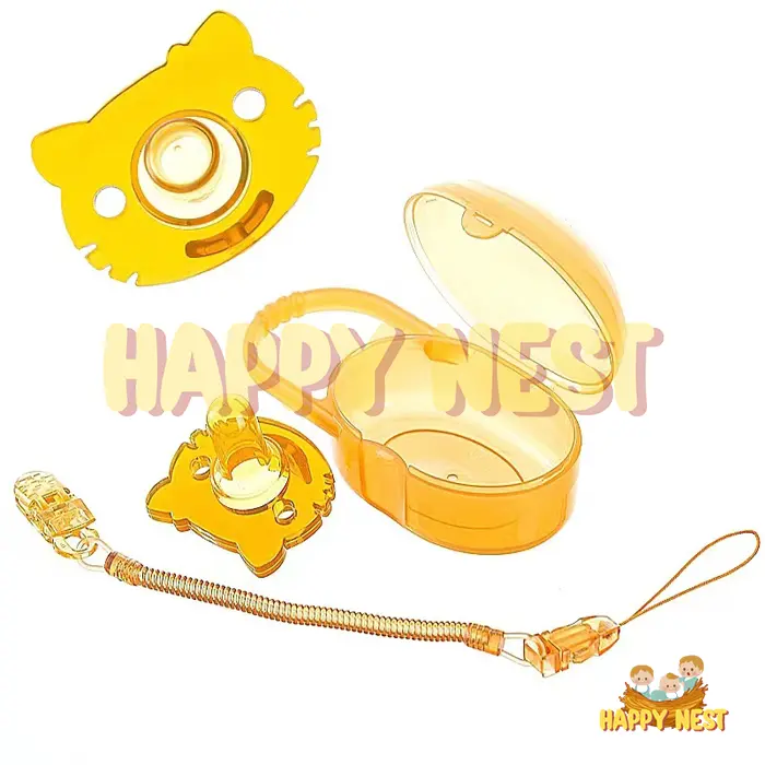 HappyNest Empeng Pacifier Bayi Bentuk Kucing Bahan Silikon BPA free Box / Dot Bayi Dengan Rantai dan Kotak Silicon Kompeng