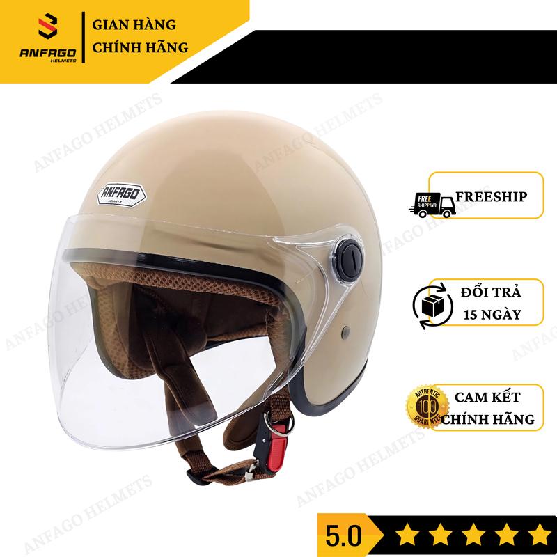 HÀNG ĐẠT CHUẨN Mũ bảo hiểm 3 4 - Hàng chính hãng của công ty ANFAGO Việt Nam kính dài chống chói lóa - Anfago helmet