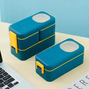 Kotak Makan 2 Tingkat Portable Ada Sauce Cup / Lunch Box 2 Layer / Rantang Makanan Set Anti Tumpah TOP779