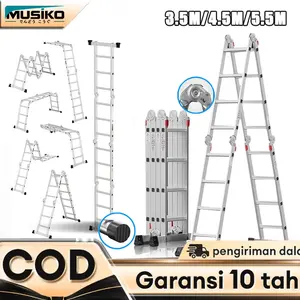 Musiko Tangga Lipat Aluminium Multifungsi 4*3 /4*4/ 4*5-3.33/4.46/5.49M Multipurpose