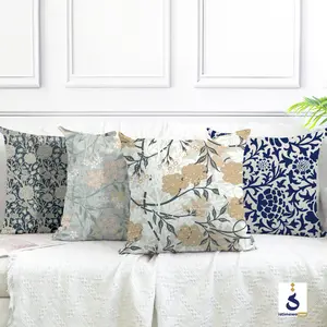 (ISTIMEWA) - COVER SARUNG BANTAL SOFA CUSHION COVER SOFA SARUNG BANTAL AESTHETIC PATTERN 40X40CM Katun Silk Tahan Pudar White bebas dicuci random