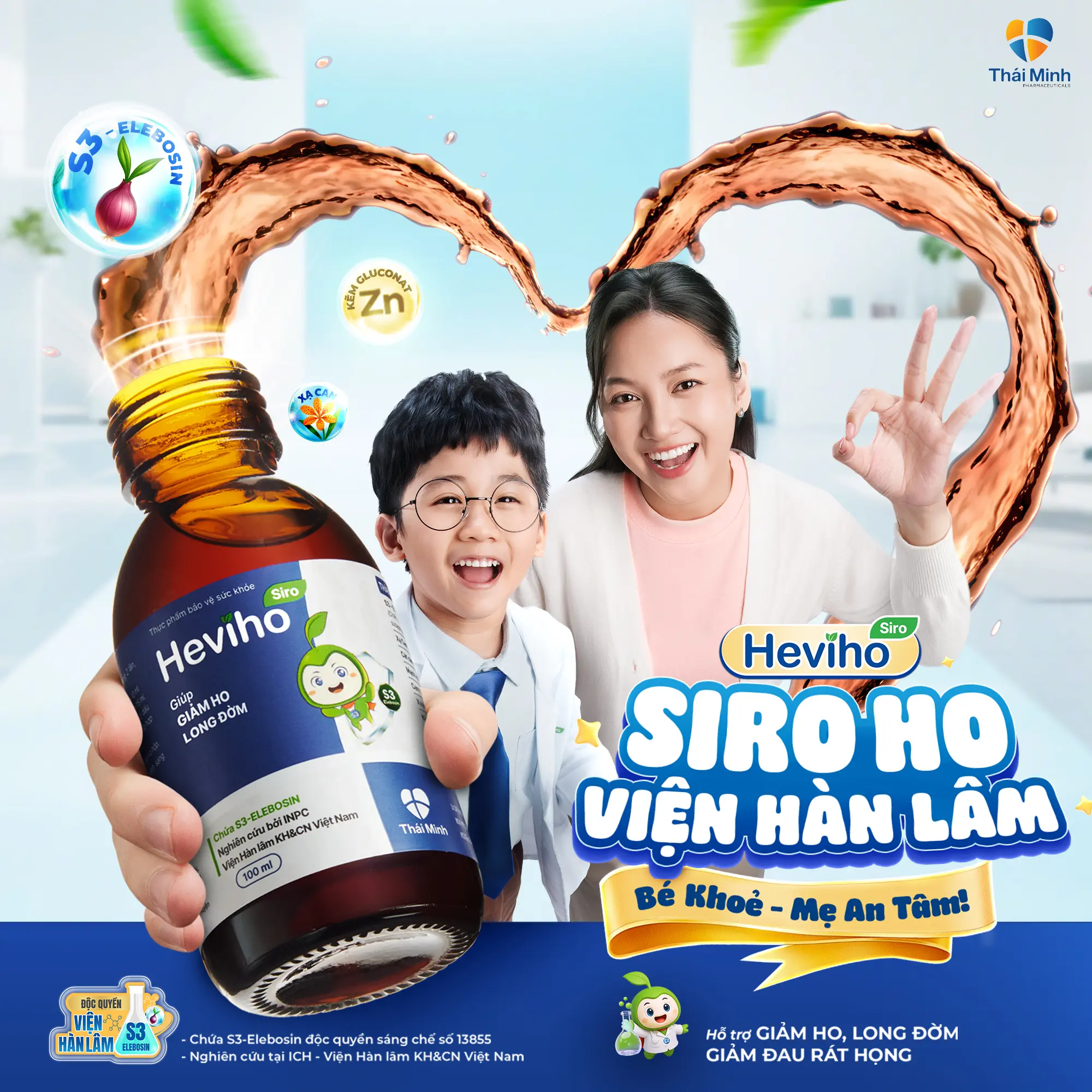 HEVIHO - SIRO HO VIỆN HÀN LÂM - Hỗ trợ giảm ho, long đờm - Chai 100ml