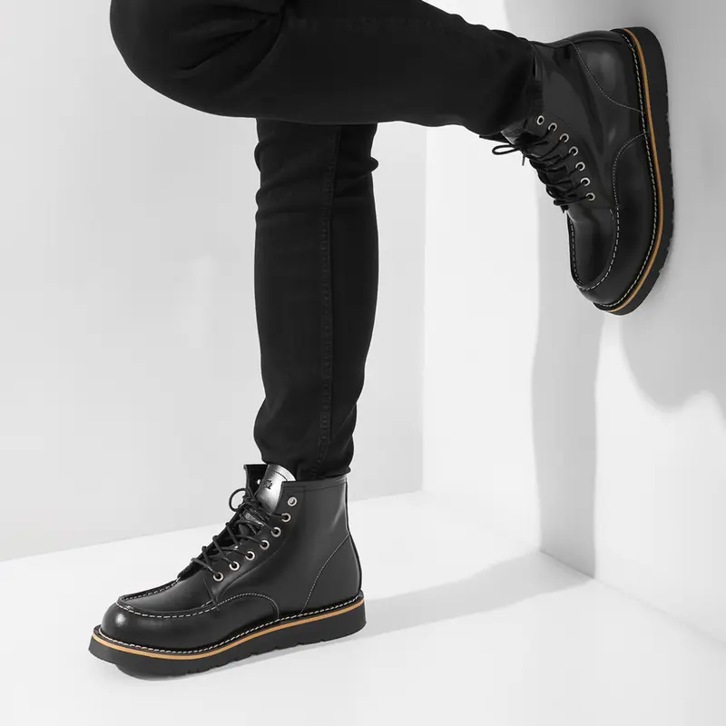 BEINWICKEL Sepatu Boots Pria - Moc Toe Boots Black 3