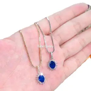 Necklaces gold silver kalung blue saphire liontin Permata