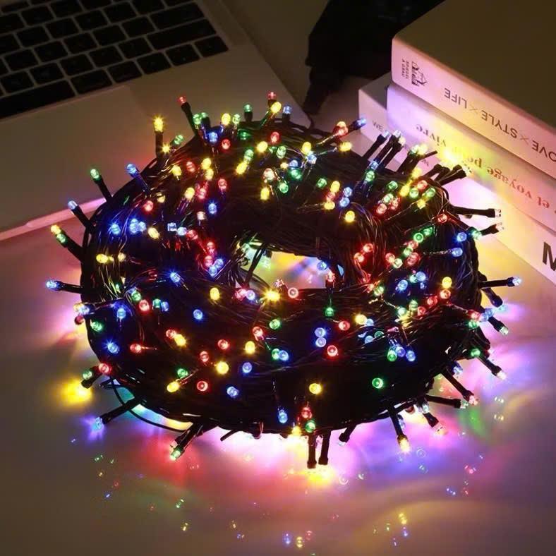 Ưu Đãi Dây đèn nháy chớp 40 mét mắt led kim cương đa sắc trang trí ngoài trời chống nước trang trí tết noel