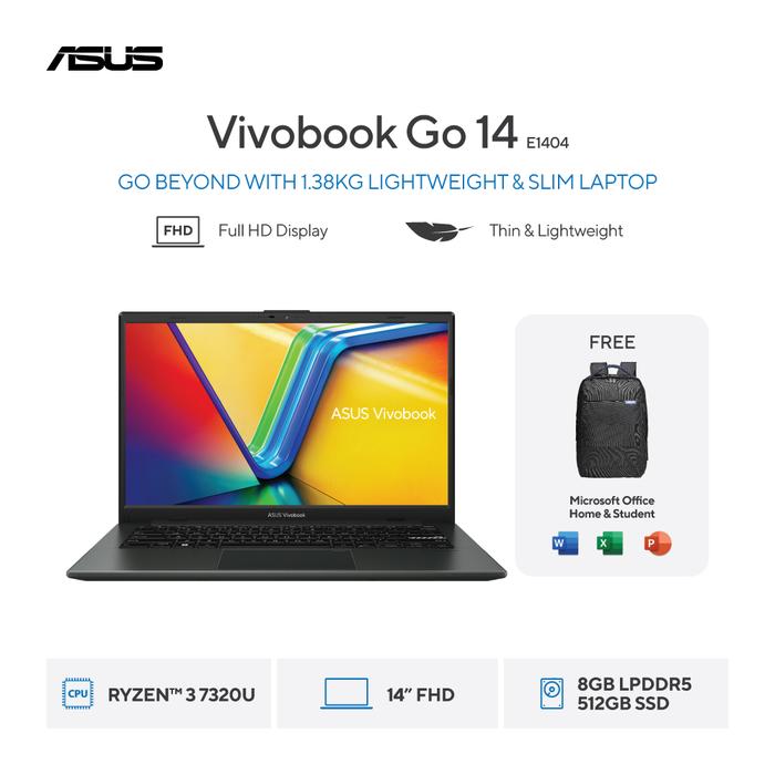 Gambar Asus Vivobook Go 14 E1404FA VIPS [AMD Ryzen 3-7320U|RAM 8GB|SSD 512GB|Win11|OHS24+365] dari megacom.id Kota Administrasi Jakarta Pusat Tokopedia