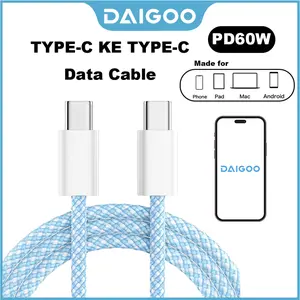 【DAIGOO】Multicolor Kabel Data Charger Micro USB Fast Charging 3A TYPE-C Lightning Cabel 100cm for iPhone Samsung Vivo OPPO Xiaomi
