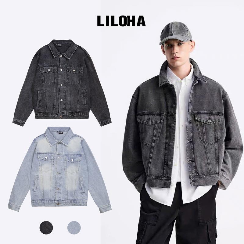 Áo khoác Jean Nam LILOHA from BOXY dáng rộng, Áo khoác Demin cho Nam From lửng BOXY trẻ trung năng động