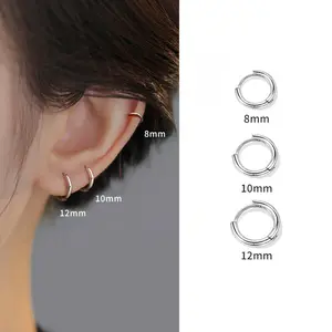 Anting Baja Titanium untuk Pria dan Wanita (Tabung Dasar) | Anting Lingkaran Baja Tahan Karat Sederhana, Kelas Medis