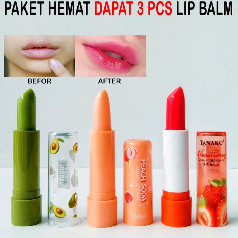 ( 3 PCS ) Paket Hemat Lip Balm Glossy Melembabkan Bibir Lipstik Lipbalm 0