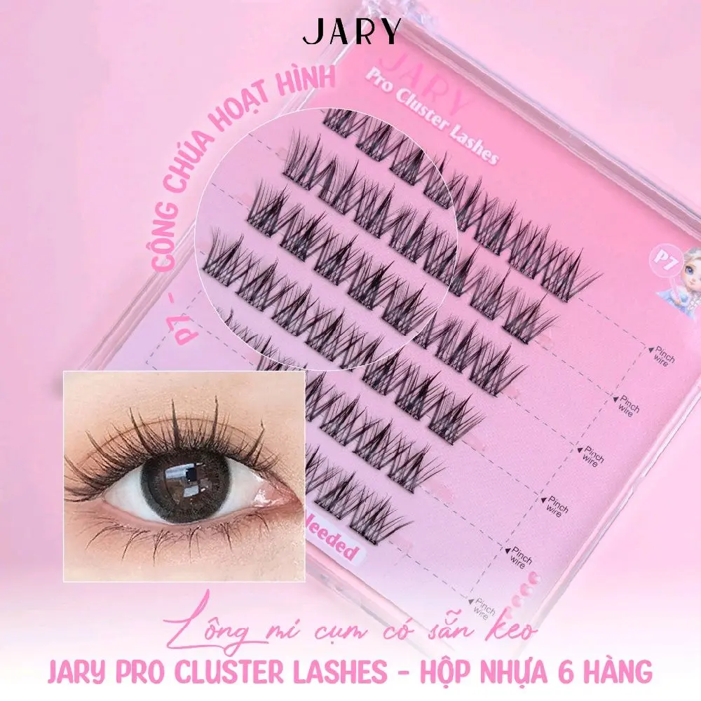 Lông Mi Cụm Jary Pro Cluster Lashes Có Sẵn Keo Tiện Lợi Mỏng Nhẹ Hộp Nhựa 6 Hàng