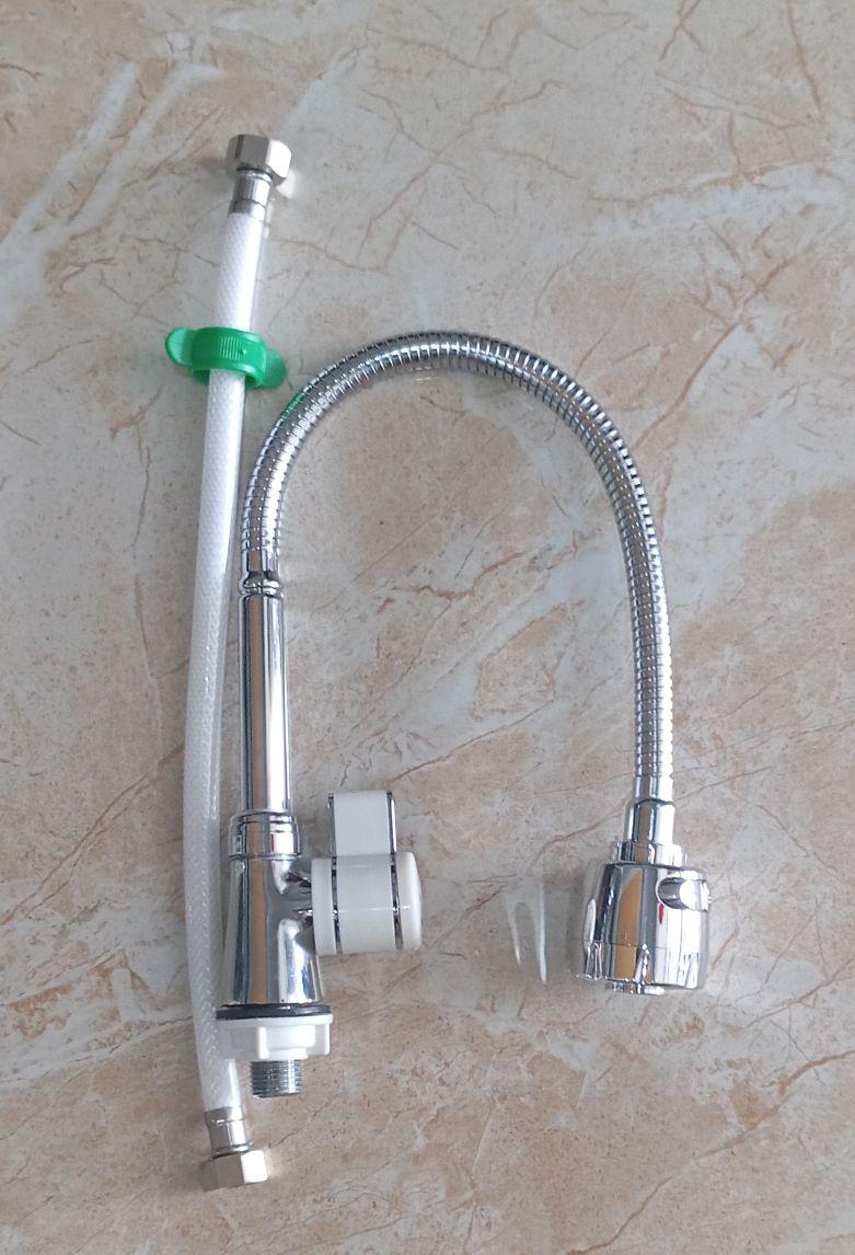 Product Introduction of vòi rửa chén bát thân đồng ống bẻ inox+ dây cấp nhựa tặng kèm cuộn cao su non 1