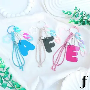 Finola Bag Charm Gantungan Huruf Alphabet Inisial Keychain Abjad Akrilik Tali Macrame Aesthetic Aksesoris Wanita Termurah