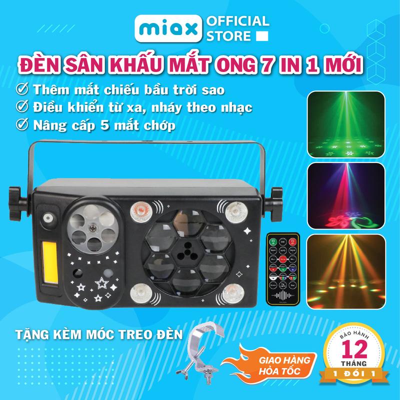 Đèn sân khấu MIAX mắt ong 7 trong 1 với đèn laser bay phòng nháy theo nhạc mới 2024. Sử dụng cho tiệc bar ktv.