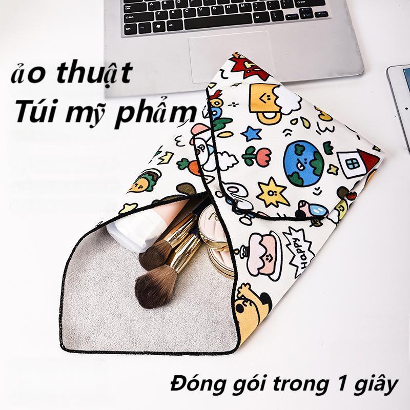  Túi đựng mỹ phẩm Túi đựng đồ trang điểm cho phụ nữ Túi đựng đồ chăm sóc da du lịch tiện dụng Dung tích lớn Túi đựng đồ Velcro Hundred Patch Cloth Bag 