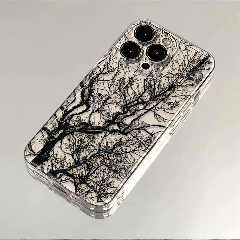 3 Ngày Giao Nội Địa | Ốp Lưng iPhone Họa Tiết Cành Cây Phong Cách Minimalist Trừu Tượng Trong Suốt Chống Sốc TPU Mềm Bảo Vệ Camera Cho iPhone 13 14 15 16 Pro Max