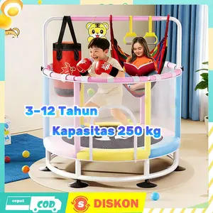 Trampolin Anak Premium Mainan Diameter 140 cm Beban Maksimal Olahraga Anak outdoor/indoor Bayi Toys