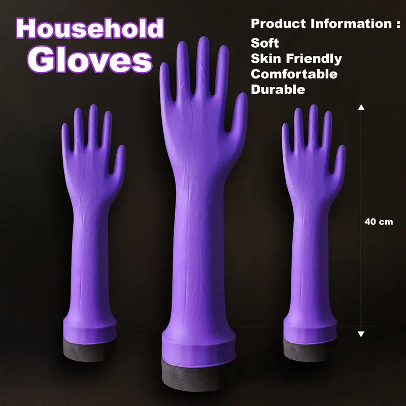 Long Cuff Nitrile Powder-free Gloves 40cm High Risk Purple Color ...