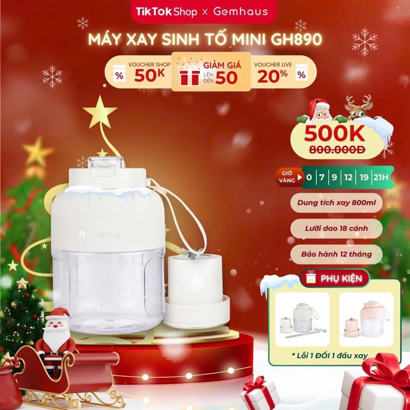 MỚI RA MẮT Máy xay sinh tố dùng pin sạc mini Gemhaus Galaxy Ultra GH890 - GH900 di động dung tích 800ml xay - 1100ml chứa nước tiện lợi có kèm dây cầm và nắp đậy
