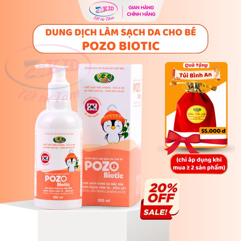  Dung Dịch Thay Bỉm Cho Bé - Dung Dịch Làm Sạch Da Cho Bé POZO BIOTIC - POZOKIDS - Ngăn Ngừa Hăm Tã Rôm Sảy - Chiết Xuất Trầu Không Cúc La Mã - An Toàn Cho Da Bé 