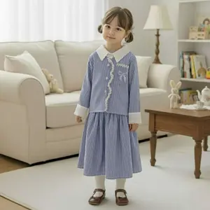 KAGURA One Set - Setelan Anak Perempuan Stripes Baju Anak Untuk Usia 1 - 8 Tahun Motif Pita Renda