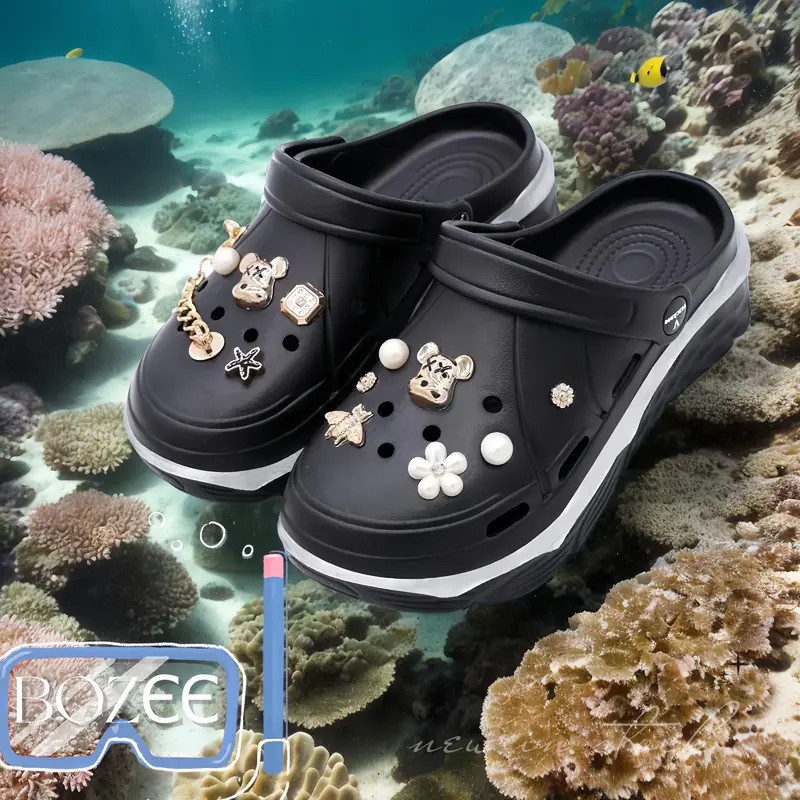 BOZЄЄ Sandal Wanita 907-Gold Rantai Jelly Sandal Wedges Wanita Platfrom Tebal Terbaru 8.8 Karnaval Sandal Kamar Mandi Gold Rantai Bear sepatusandalbuatjalanjalan 0
