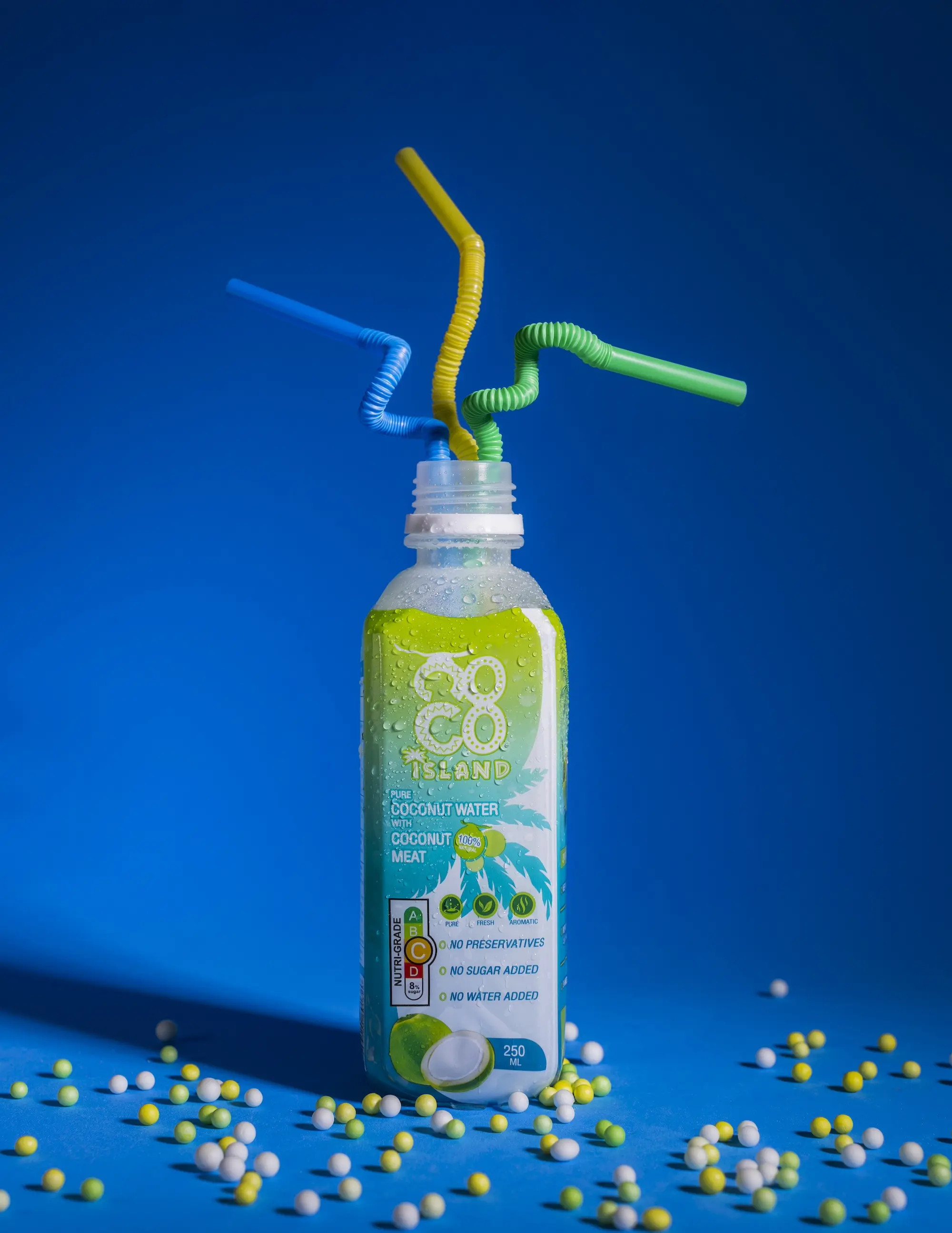 Coco Island Coconut Water with Coconut Flesh - 10 Bottles