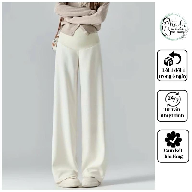 Quần bầu NHUNG TĂM KIAN dáng xuông QB119 dày dặn ấm áp quần bầu mùa đông tăm nhung dáng ống rộng bầu mặc thỏa mái, che mọi khuyết điểm chân to chân nhỏ Váy Bầu Đầm Bầu