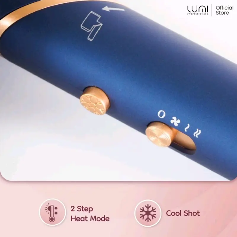 Hair Dryer Foldi Pro 1000w Original Biru by Lumi - Folding Handle, 2 Heat & 2 Speed, 3 Nozzle Design - Pengering 3