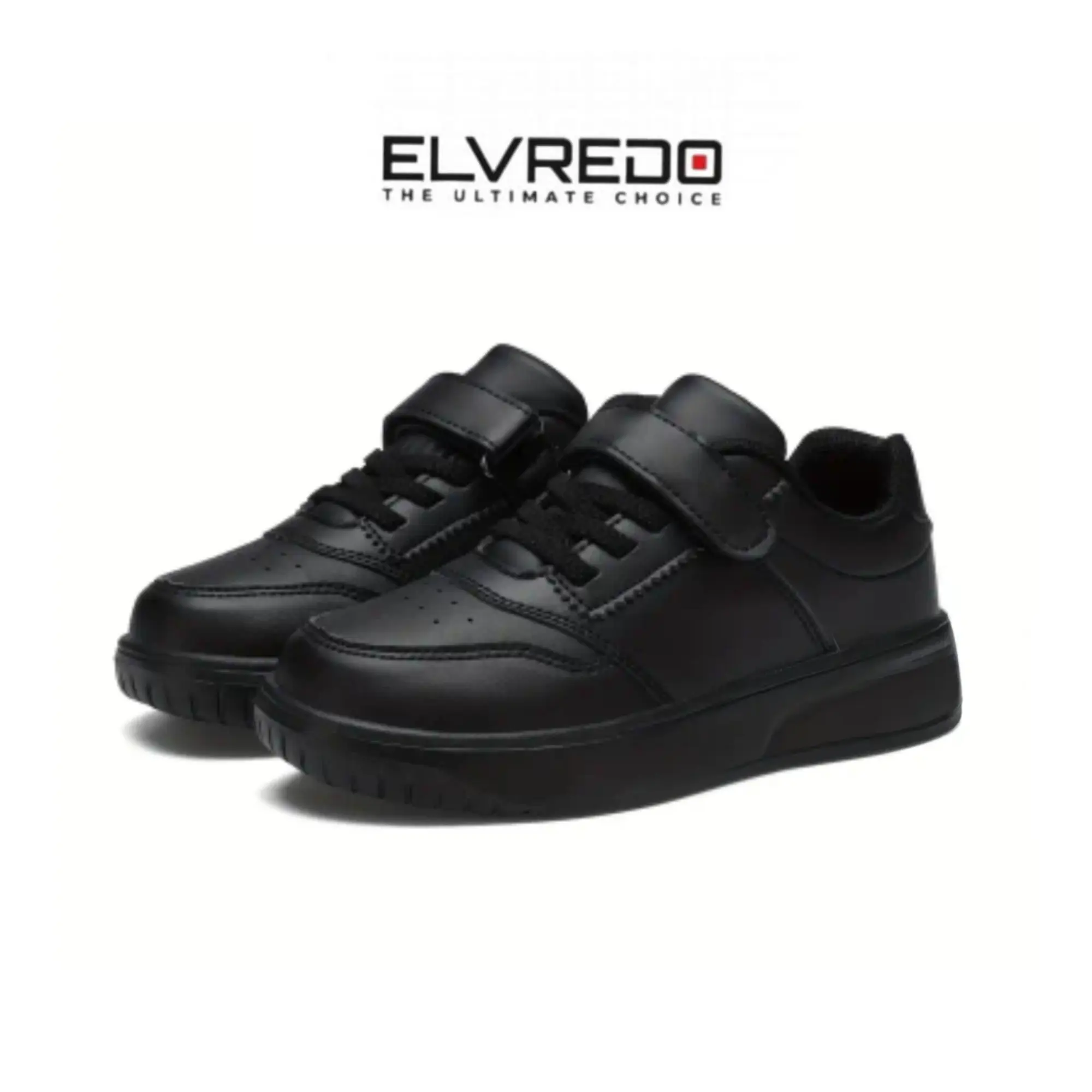 Elvredo - Sepatu Sekolah Anak Laki - Laki Full Black Kode Vr-4 Size 31 - 40