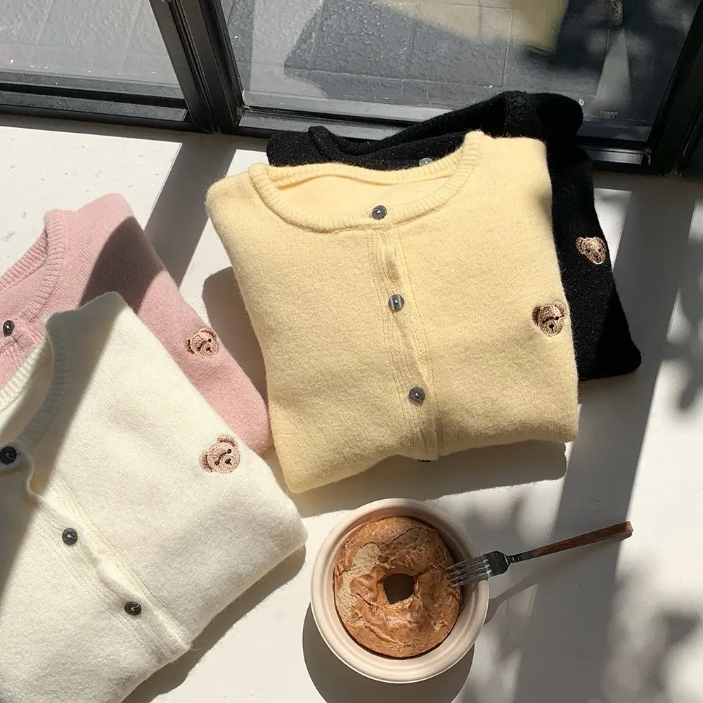 Libene - Bear Korean Cardigan Soft Knitwear Casual Winter