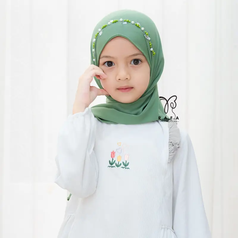 kerudung Pashmina Anak Instan Payet | Pashmina Instan Jersey Premium Polos Nyaman Muslim Variasi Jilbab Kerudung untuk bayi dan balita Serut 4