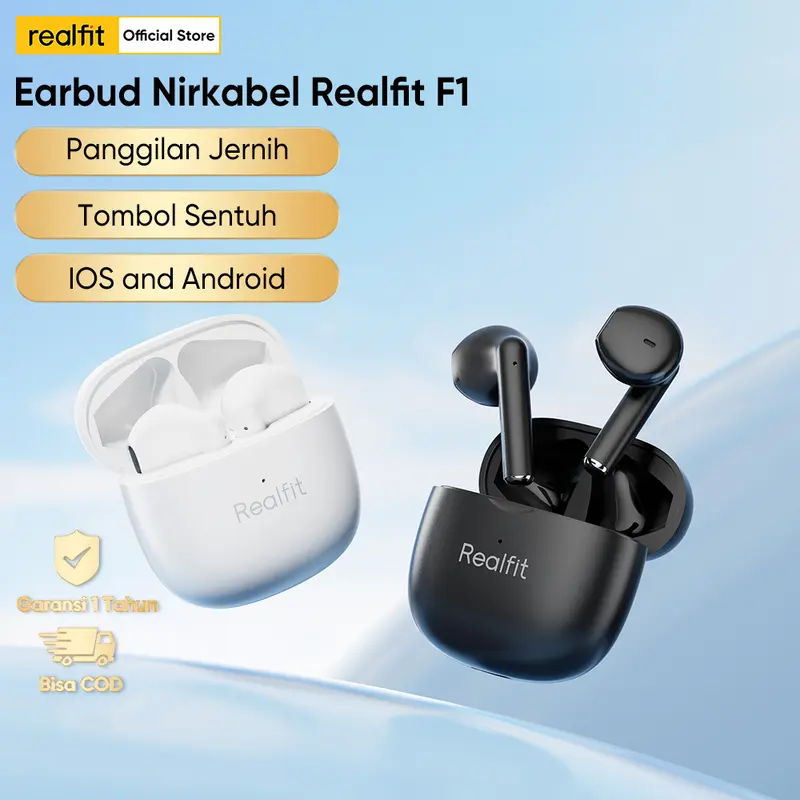 Realfit F1   True Wireless Bluetooth 5.3 Earbuds Playtime 24 Jam HIFI 0