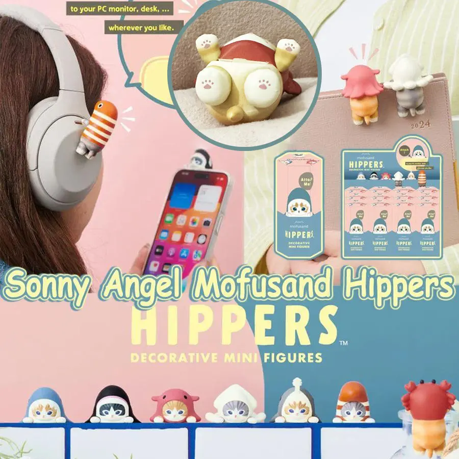 Sonny Angel Mofusand Hippers Series Decorative Mini Figure Shark Mofusand Cat Fried Shrimp Cat Action Figurine