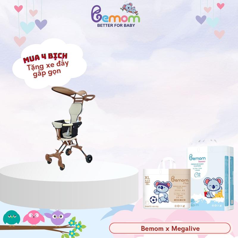 [KOL] Combo 4 bịch tã Bemom Plus Hàn Quốc mỏng nhẹ, thấm hút tốt cho bé