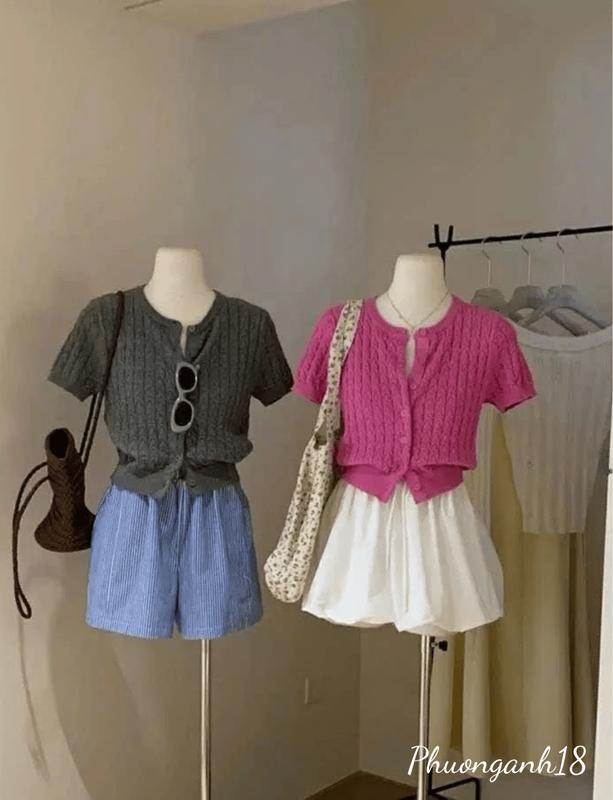 [Mã màu mới] Áo len ngắn tay CÓ HỌA TIẾT THÊU chất len Mongtogi vặn thừng hàng QC