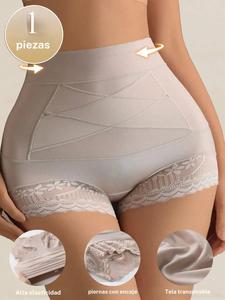 Pantalones moldeadores transpirables para mujer, ropa interior de cintura alta con encaje, levantamiento de glúteos y control abdominal, ropa de compresión para uso diario